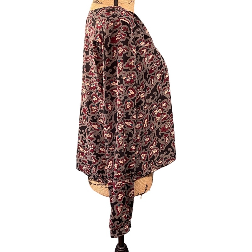 Astr the Label Floral Paisley Print Long Sleeve Blouse Gray Red Size M - Picture 6 of 8